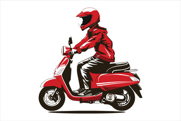 Scooter Rider Flat Icon Vector 