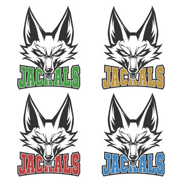 Jackals Illustration Clip Art Design Shape. Mascot Silhouette Icon Vector.
