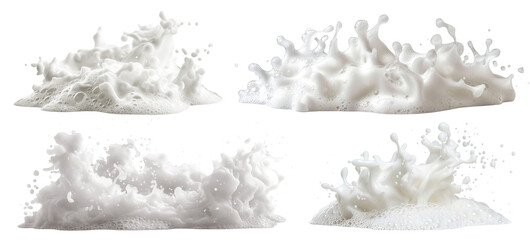 Set of white soap foam splashes, cut out