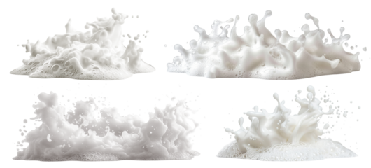 Set of white soap foam splashes, cut out