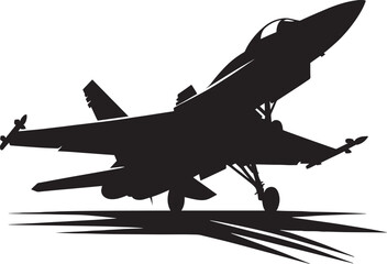 Fighter Jet Airplane Silhouette flat vector illustration isolated on a white background
