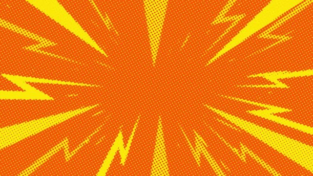 Abstract gradient halftone dotted background with a pop cartoon comic motion pattern. Seamless loop in retro monochrome vintage style in 4k. Fit for tint, alpha, or overlay layer. Blast zap lightning 