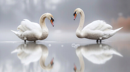 Fototapeta premium swans on the lake