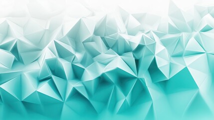 Obraz premium Abstract polygonal shapes shades of teal and turquoise empty white background