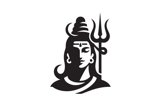 black shiva logo with trishul clip art preview