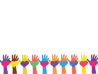 hands holding colorful balloons