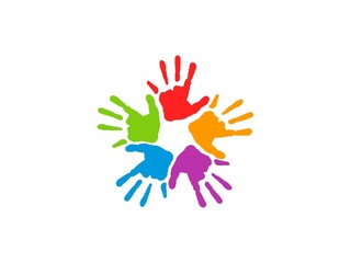 colorful hand prints