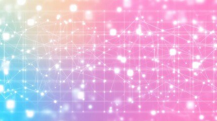 Fototapeta premium Abstract grid pattern connected dots bright neon colors empty white background