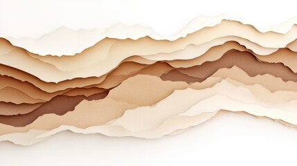 Obraz premium Layered paper effect different shades of beige and brown isolated white background