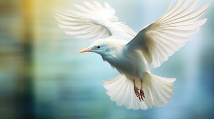 Obraz premium Serene Avian Creature with Blue Plumage Flying in Peaceful Nature