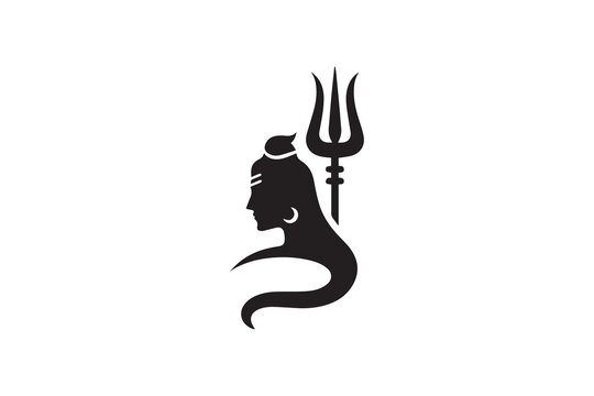 black shiva silhouette with trishul clip art preview