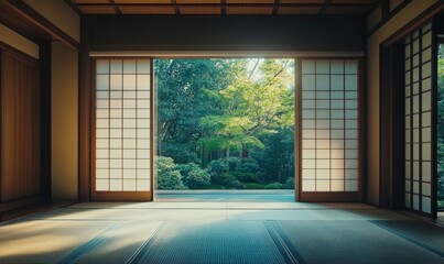 Serene Japanese Zen Room: Minimalist Tatami and Shoji Elegance. Traditional Aesthetic Meets Modern Luxury in 4K Visualization. Tranquil Ryokan-Inspired Design for High-End Resort Marketing, Artistic U
