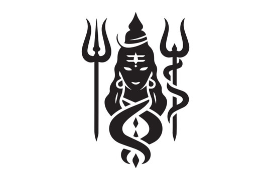 black shiva with trishul, hindu god clip art preview