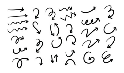 Hand drawn arrow vector icons set. sketch arrow design for business plan and education.