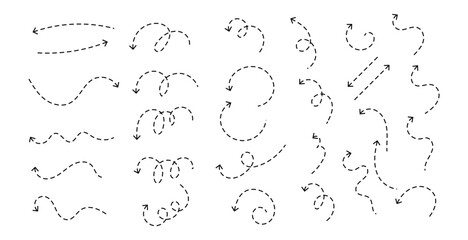 Hand drawn dashed arrow vector icons set. sketch arrow design for business plan and education.