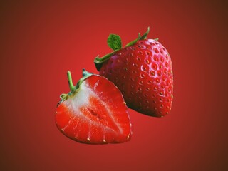 strawberry on a black