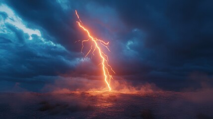 Lightning Strike in a Dramatic Stormy Sky