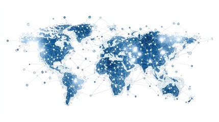 A world map with connected points, representing the spread of global business ideas.