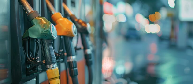 Fuel petrol pump nozzle with blurred background