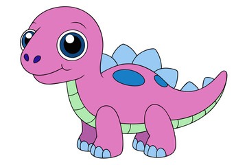 Dinosaur Vector Illustration Kawaii, Linocut, Cartoon Clipart & Line Art Designs