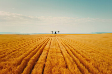 Fototapeta premium Drone Flying over a Golden Wheat Field