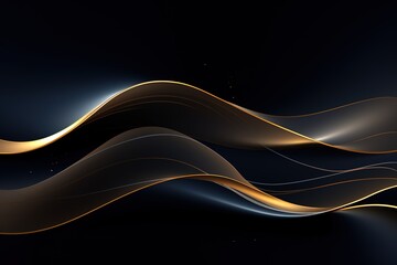 Fototapeta premium Abstract black and gold wavy background.