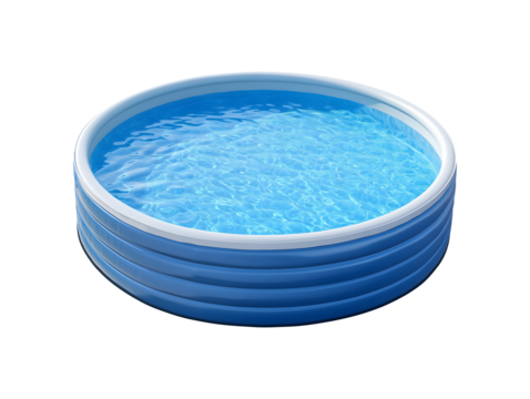 Above ground round swimming pool isolated on transparent or white background