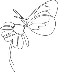 Beautiful butterfly one line art vector illustration