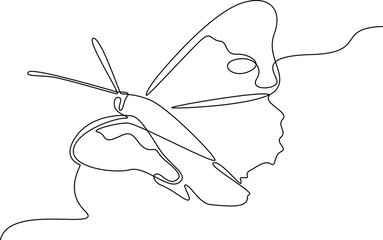 Beautiful butterfly one line art vector illustration