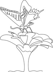 Beautiful butterfly one line art vector illustration