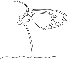 Beautiful butterfly one line art vector illustration