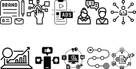 internet marketing and online business flat icons set collection