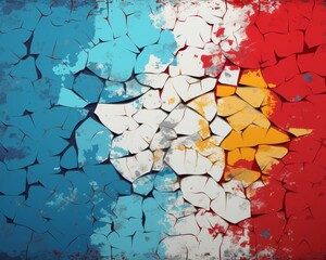 Fototapeta premium Cracked wall flat design front view peeling paint animation Triadic Color Scheme