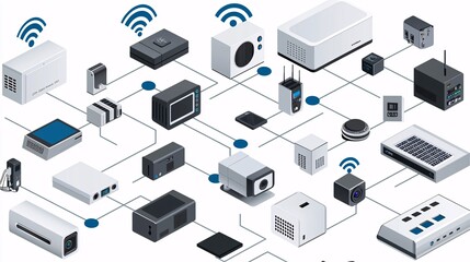 Obraz premium A Vibrant Illustration of a Modern Smart Home Featuring Integrated Technology Solutions