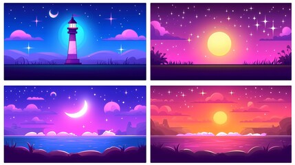 Tranquil Coastal Landscape Featuring a Lighthouse Overlooking Waves in Soft Pastel Colors