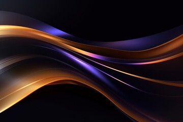 Obraz premium Abstract dark background with curved lines in gold and purple.