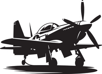 Fototapeta premium Old Fighter Jet Airplane Silhouette flat vector illustration isolated on a white background