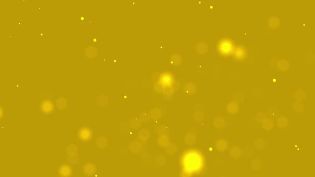 Mesmerizing Abstract Dust Particle Gold Animation with Flowing Bokeh Bubbles on Yellow Background: Perfect for Luxury Event Videos, Elegant Presentations, and Stunning Visual Effects.