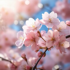 Obraz premium Flower background cherry bloom pink plant freshness nature pastel spring floral romantic blossoming
