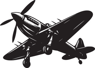 Old Fighter Jet Airplane Silhouette flat vector illustration isolated on a white background