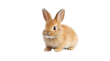 One newborn rabbit on a white background. Telephoto lens photography Realistic daylight