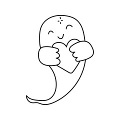 Cute ghost doodle. Vector isolated on white background
