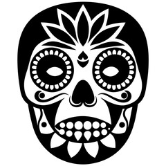 Halloween skull on a white background silhouette vector illustration