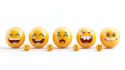 3D rendering set of emoji isolated on white