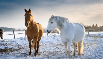 Horses farm animal portrait nature stallion white beauty winter mammal