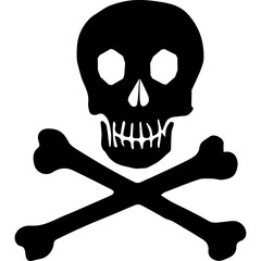 skull and crossbones illustration in black