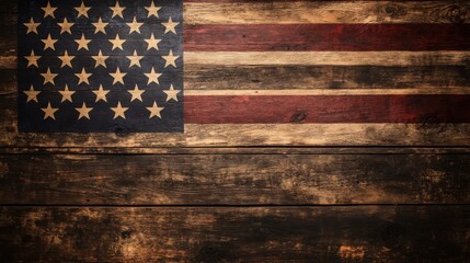 An American flag on a vintage wooden background, creating a sense of heritage and pride