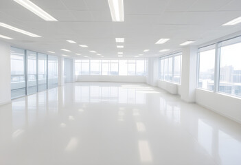 empty white business office with blurred background