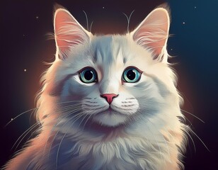 Mammal head white cute illustration pet fur face kitten portrait animal cat