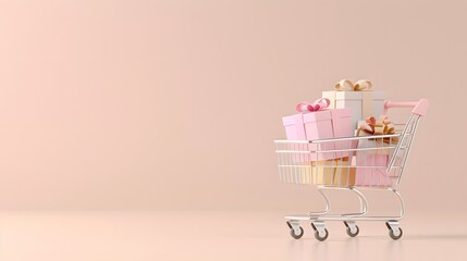 shopping cart full of presents